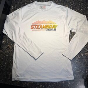 A4 Youth Small Steamboat Colorado Mountain Graphic Long Sleeve Performance Shirt